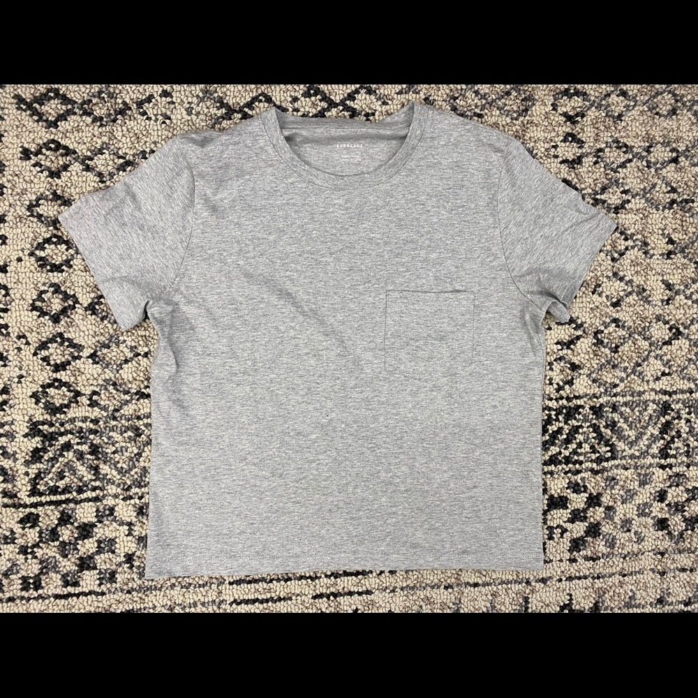 Everlane The Organic Cotton Box-Cut Tee (S) in Heather Gray